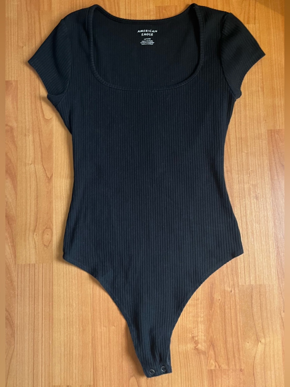 American Eagle Outfitters Black Ribbed Squareneck Bodysuit